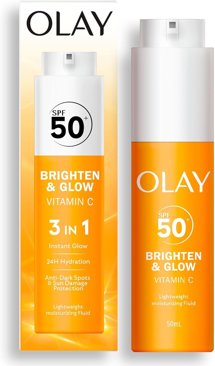 Olay Vitamin C Brighten & Glow 3in1 Moisturising Fluid SPF50+ Hydrating Skincare Moisturiser and Primer with Niacinamide, Provides Hydration, Glow, UV Protection, and Helps Correct Dark Spots, 50ml - Image 11