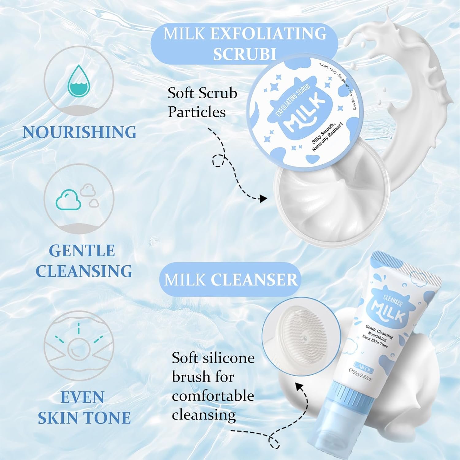 Milk Skin Care for Teenage Girls Gifts -Mothers Day Hamper - Gifts For Mum - Skin Care Sets & Kits With Cleanser,Eye Cream,Exfoliating Scrub, Sunscreen Cream,Hand Wax,Moisturizing Face Cream - Image 4