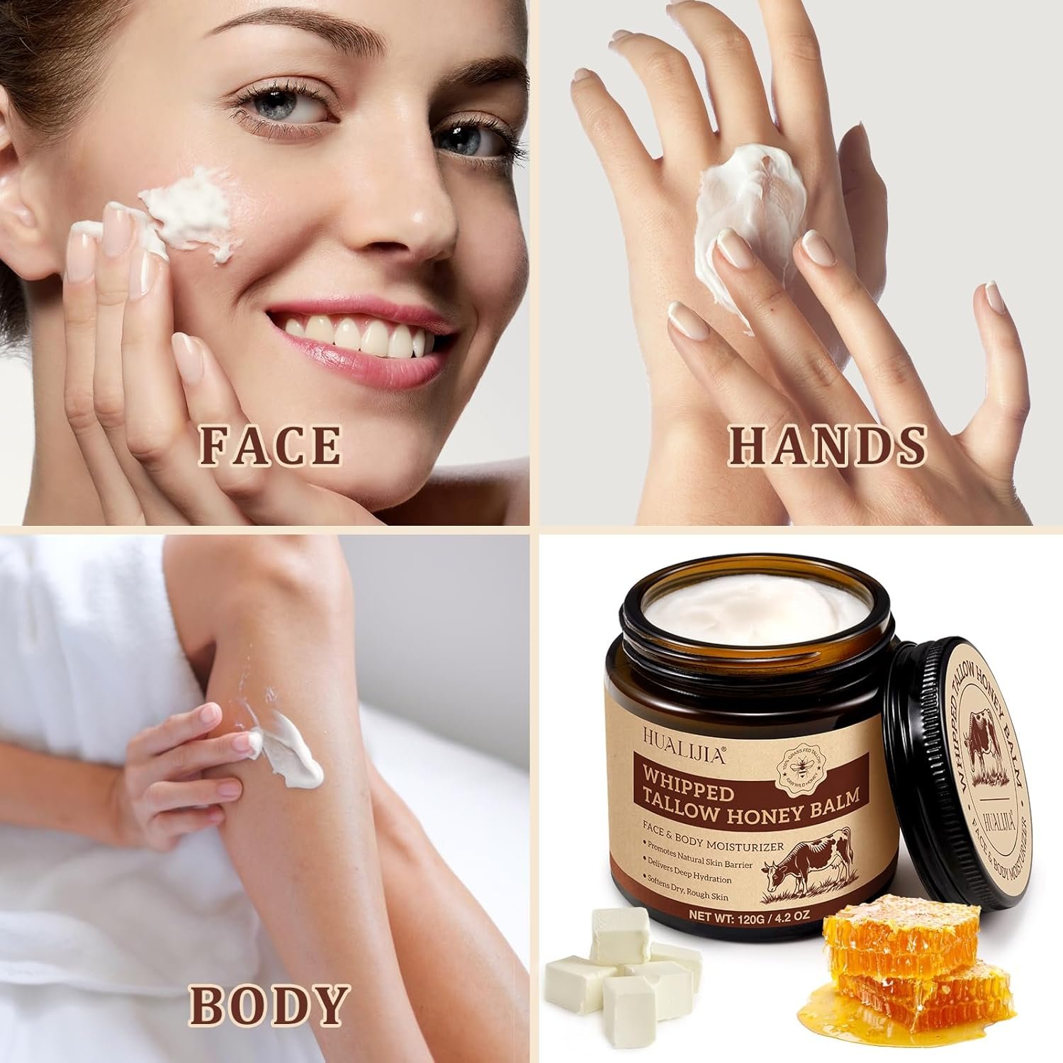 Beef Tallow Skin Care, Tallow Face Cream(120g), Grass Fed Beef Tallow Moisturizer, Deeply Nourishing, for Face Body Dry Skin - Image 6