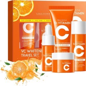 Vitamin C Skincare Set,Skin Care Sets & Kits for Pamper Teenage Girls Gifts,Facial Kit with Cleanser, Toner, Serum & Face Cream,Birthday, Travel Kit for All Skin Types