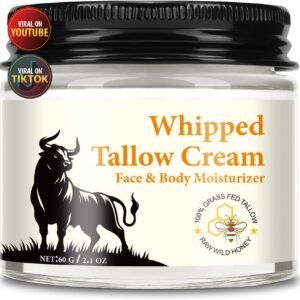 Beef Tallow Skin Care - Tallow and Honey Balm - 100% Grass-Fed Beef Tallow, Honey & Beeswax, Deep Hydration for Dry & Aging Skin, Natural Skin Barrier, Nourishing Moisturizer