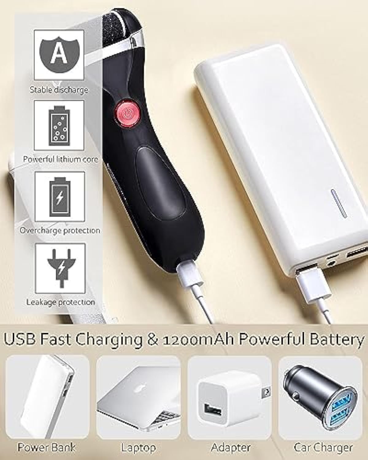 Jooayou Foot File Electric for Hard Skin, USB Rechargeable Waterproof Foot Scrub Callus Remover [with 3 Pumice Stone Rollers & 8 in 1 Foot Scraper Set] Foot Care Tool for Dry Dead Cracked Heel - Image 4