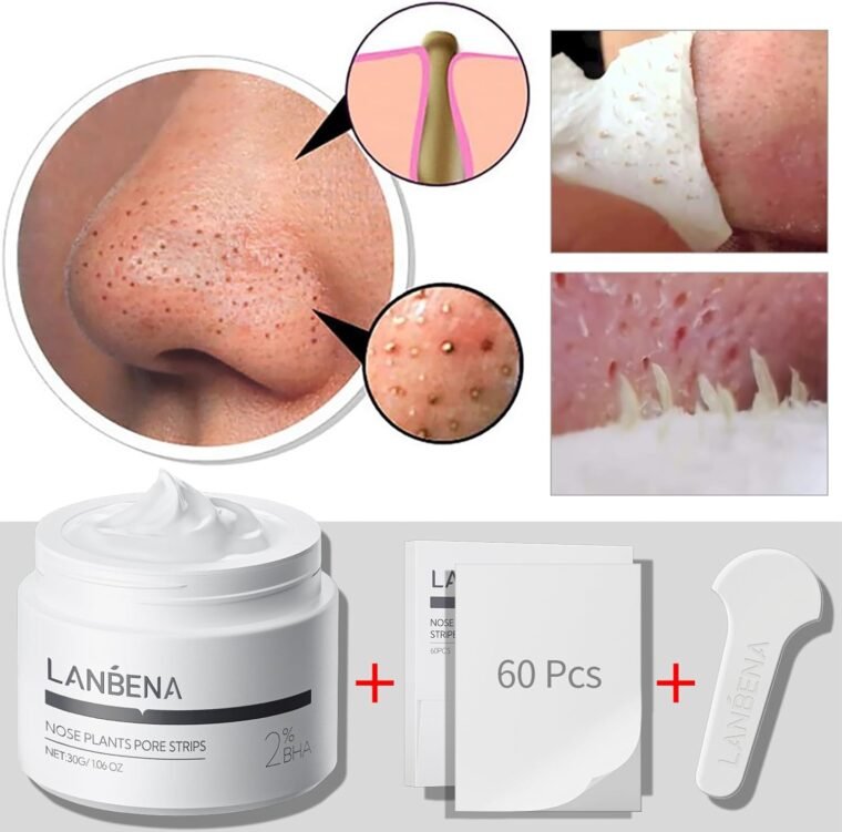 LANBENA Blackhead Mask (30g), 60 Pieces Nose Pore Strips, Note: Cream Goes Dry out/Gunk below 25 Degrees, Place Bottle in Boiling Water to Soften - Image 6