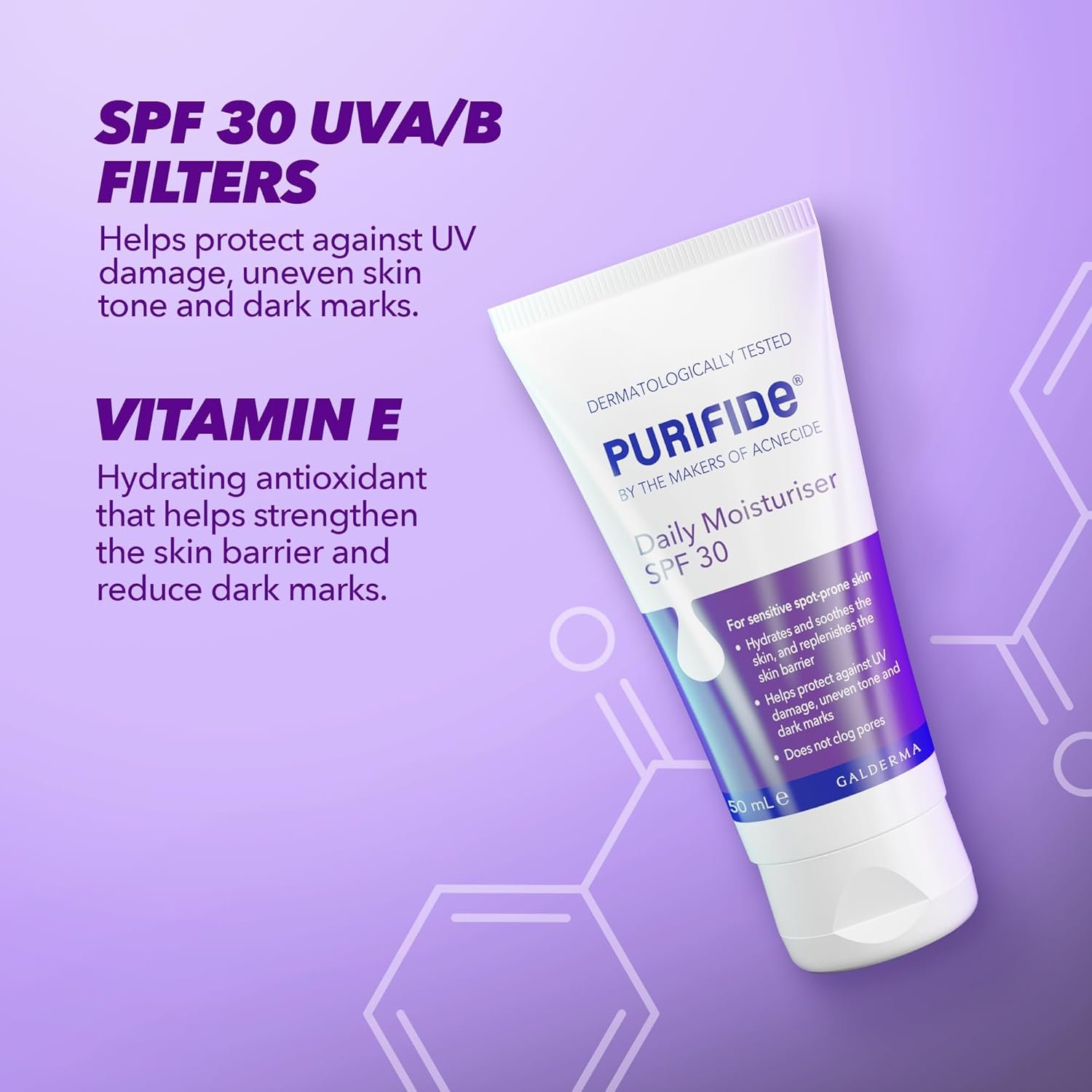 Purifide by Acnecide SPF 30 Daily Face Moisturiser for Acne Prone Skin & Blemish Control 50ml - Image 4
