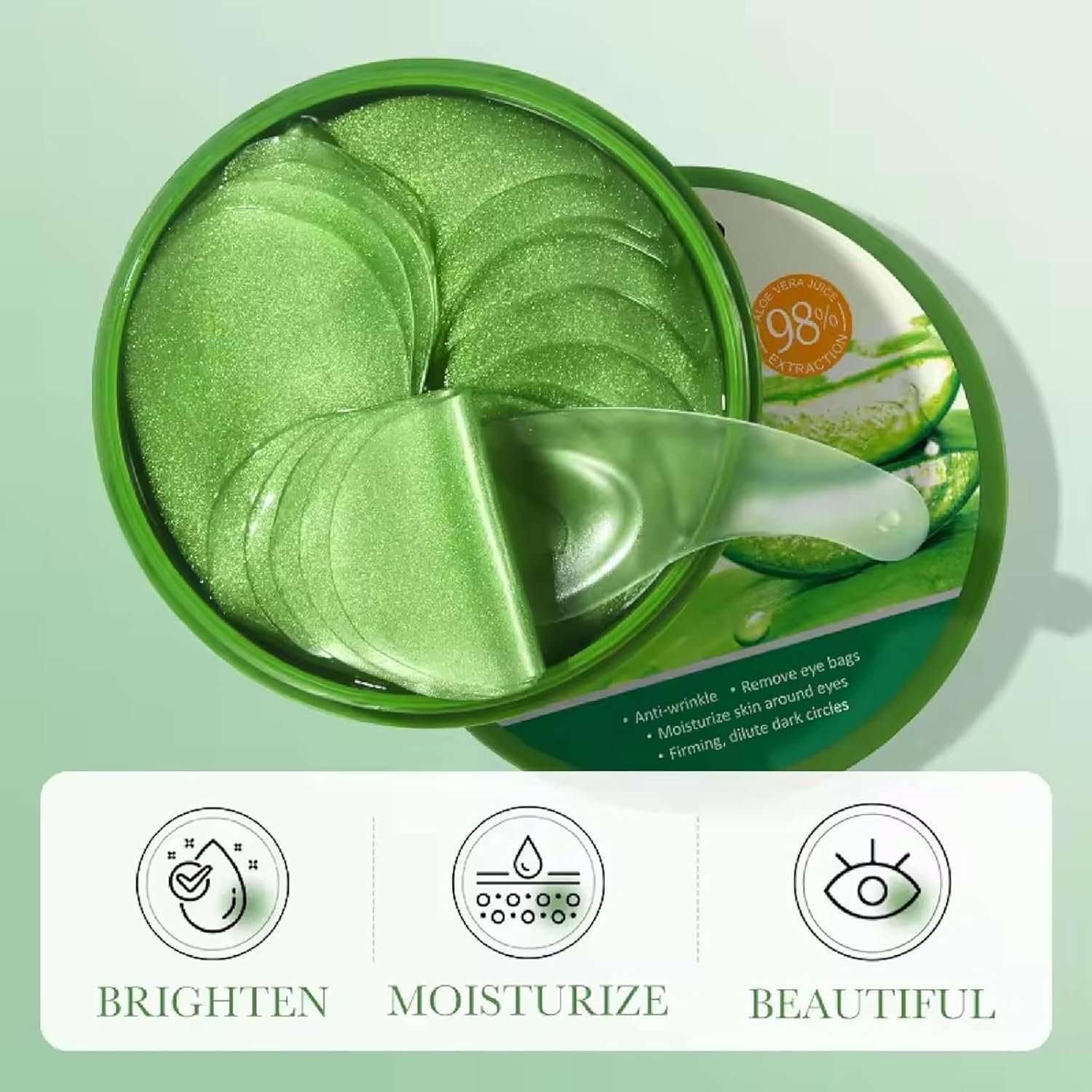 60Pcs Under Eye Patches, Aloe Vera Gel Eye Mask Skin Care, Hyaluronic Acid Collagen Eye Gel Pads for Puffy Eyes Dark Circles Eye Bags, Anti Wrinkle, Hydrating,Skincare,for Men and Women - Image 8