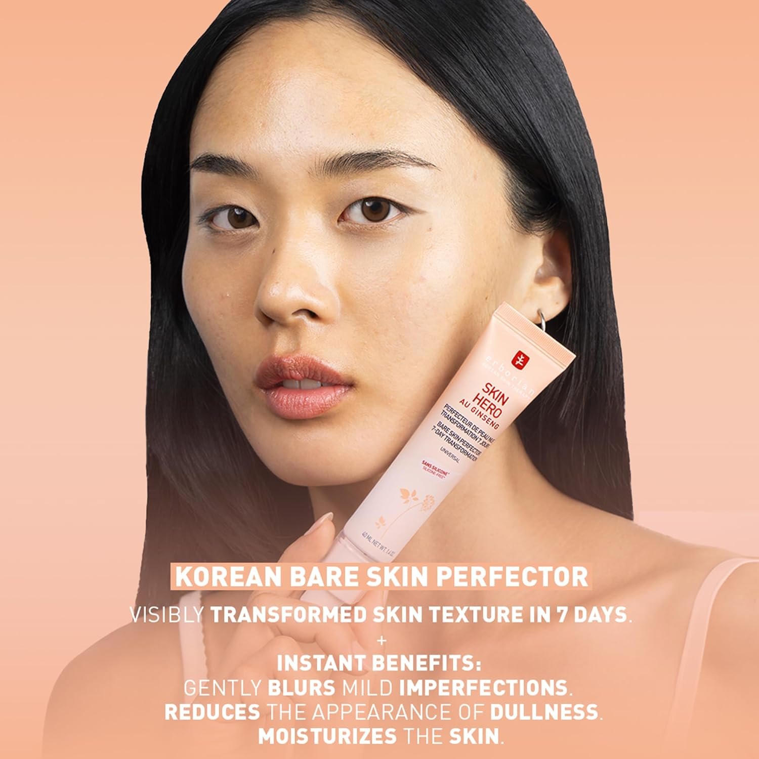 Erborian Skin Hero with White Ginseng - 7 Day Nude Skin Perfecting Untinted Face Care with Hyaluronic Acid - Korean Cosmetic Face Care - Image 2
