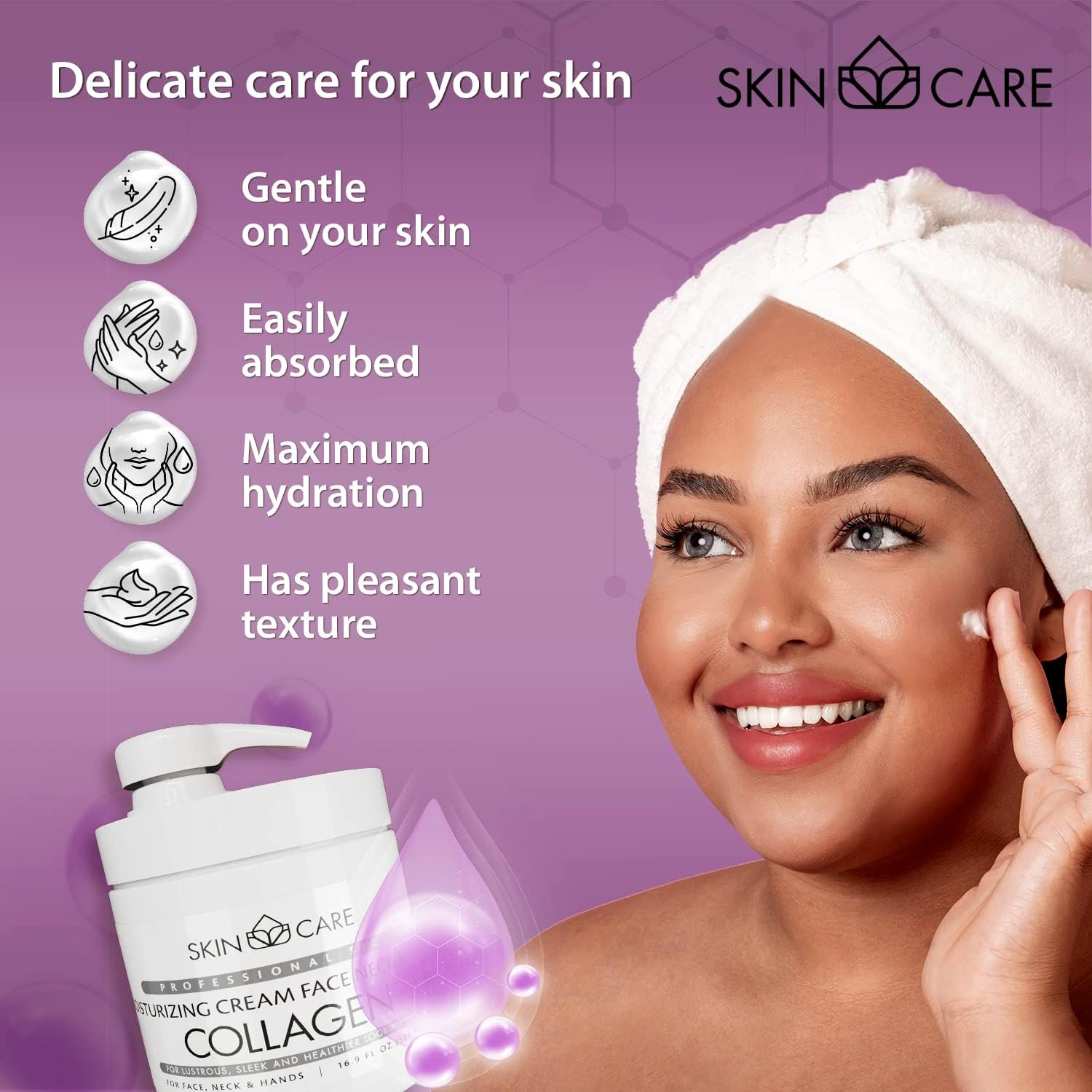 Skin Care Collagen 3-in-1 Moisturizer Face, Neck & Décolleté Cream - Treatment for Crepey Skin, Wrinkles and Sagging - Daily Lotion for All Skin Types (500ml) - Image 5