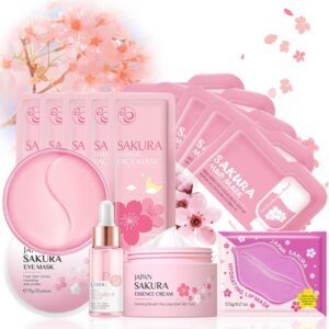 Skin Care Sets & Kits For Teenage Girls Gifts, Sakura Pamper Sets For Teenage Girls, Teen Skincare Set For Girls Pamper Set With Serum,Cream,Sleep Mask,Eye Mask (One Size, Sakura-Skin Care Sets)