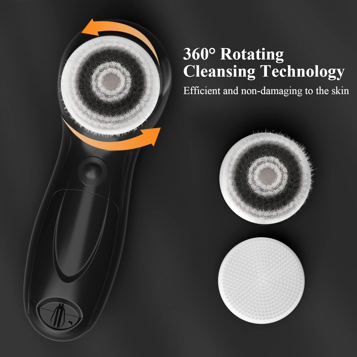 TOUCHBeauty Facial Cleansing Brush for Men, Face Cleansing Brush Electric with Stand, 3 Brush Heads, 2 Speeds, IPX5 Waterproof, Battery-Powered, Suitable for All Skin Types, AG-0759M - Image 5