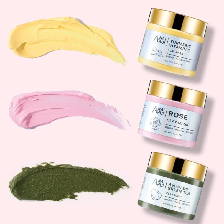 ANAiRUi Clay Mask Set for Skin Care - included Turmeric Vitamin C + Rose + Avocado Green Tea Face Mask - Deep Cleansing, Hydrating, and Nourishing - For Women and Men, 210g - Image 8