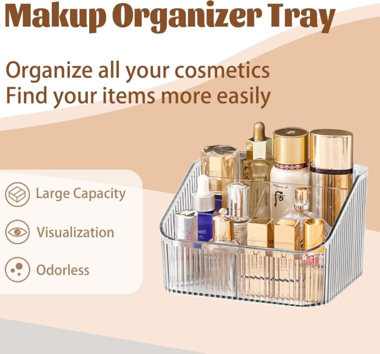 Homeanda Makeup Organiser Storage Compartments, Skin Care Cosmetic Organiser, Makeup Organiser and Storage(transparent) - Image 4