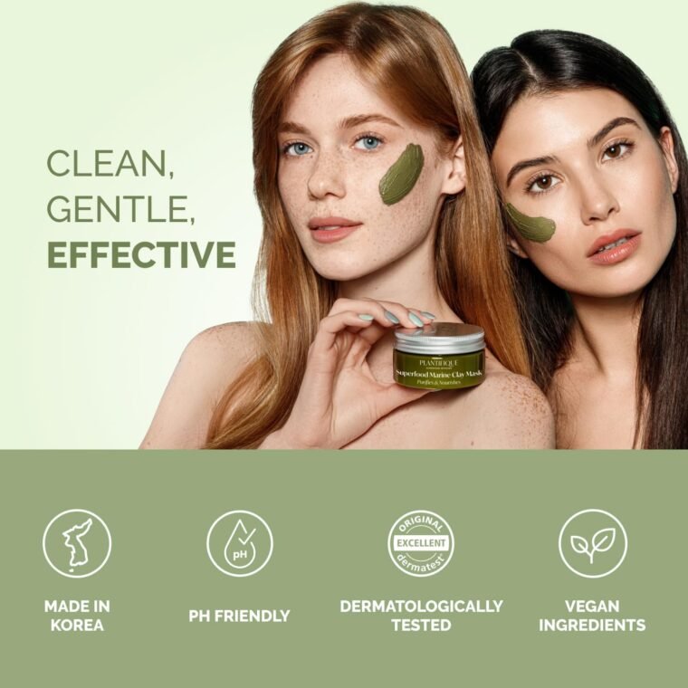 Plantifique Korean Skincare Face Mask – Organic Clay Mask with Avocado & Green Tea, Vegan & Dermatologically Tested Mud Mask for Face & Body – 100g/3.4 Oz - Image 6