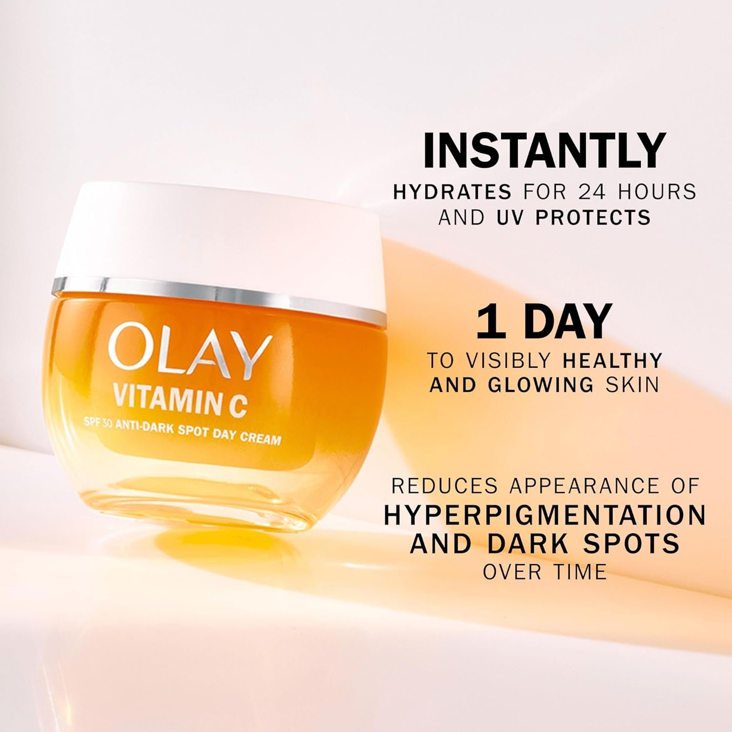 Olay Vitamin C Face Moisturiser Day Cream SPF 30, Skincare with Niacinamide 99% Purity Brightening Skin Care: Anti-Dark Spot Action, Evens, Hydrates Non-Greasy, Non-Sticky 50ml - Image 3