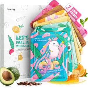 Face Masks Skincare, Face Mask Beauty, Hydrating Facial Masks, Zealsea Natural Sheet Mask, Pamper Gifts for Women, Party Birthday Gifts for Teenage Girls Kids, Biodegradable Sheets, Moisturizing 7pcs