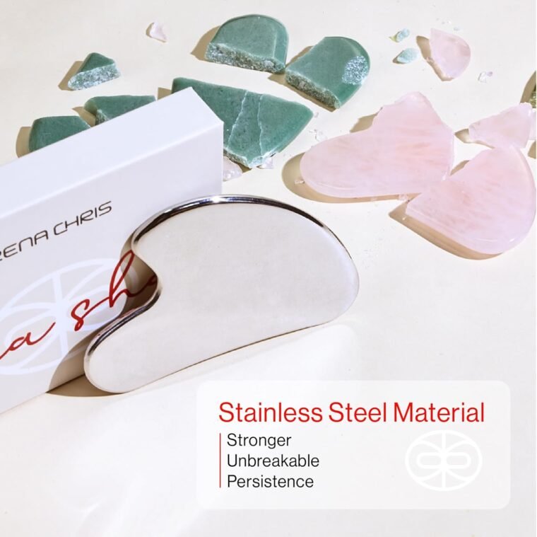 Rena Chris 100% Metal Gua Sha Stone, Face Guasha Tool for Jawline Sculpting and Puffiness Reducing, Gua Sha Massage Tool Suitable for Daily Skin Care Routine (Stainless Steel) - Image 3