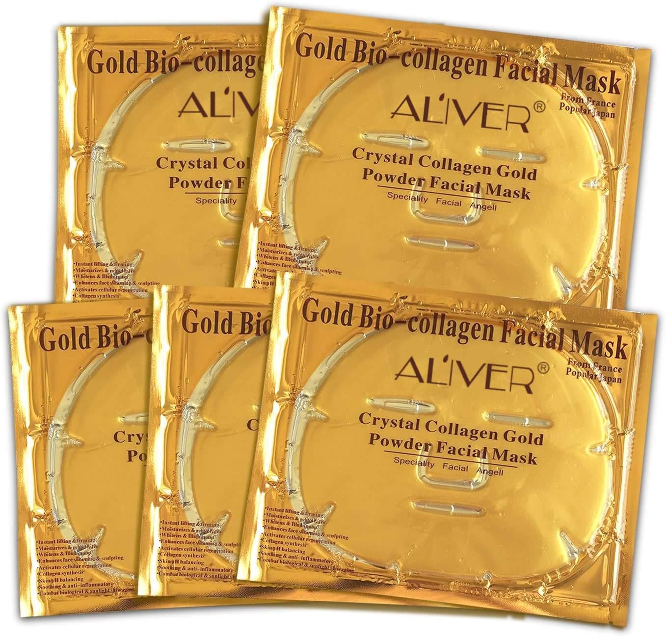 24K Gold Bio Collagen Crystal Face Mask + Eye Mask + Lip Mask, Anti ageing Skin Care (5pairs/set) - Image 6