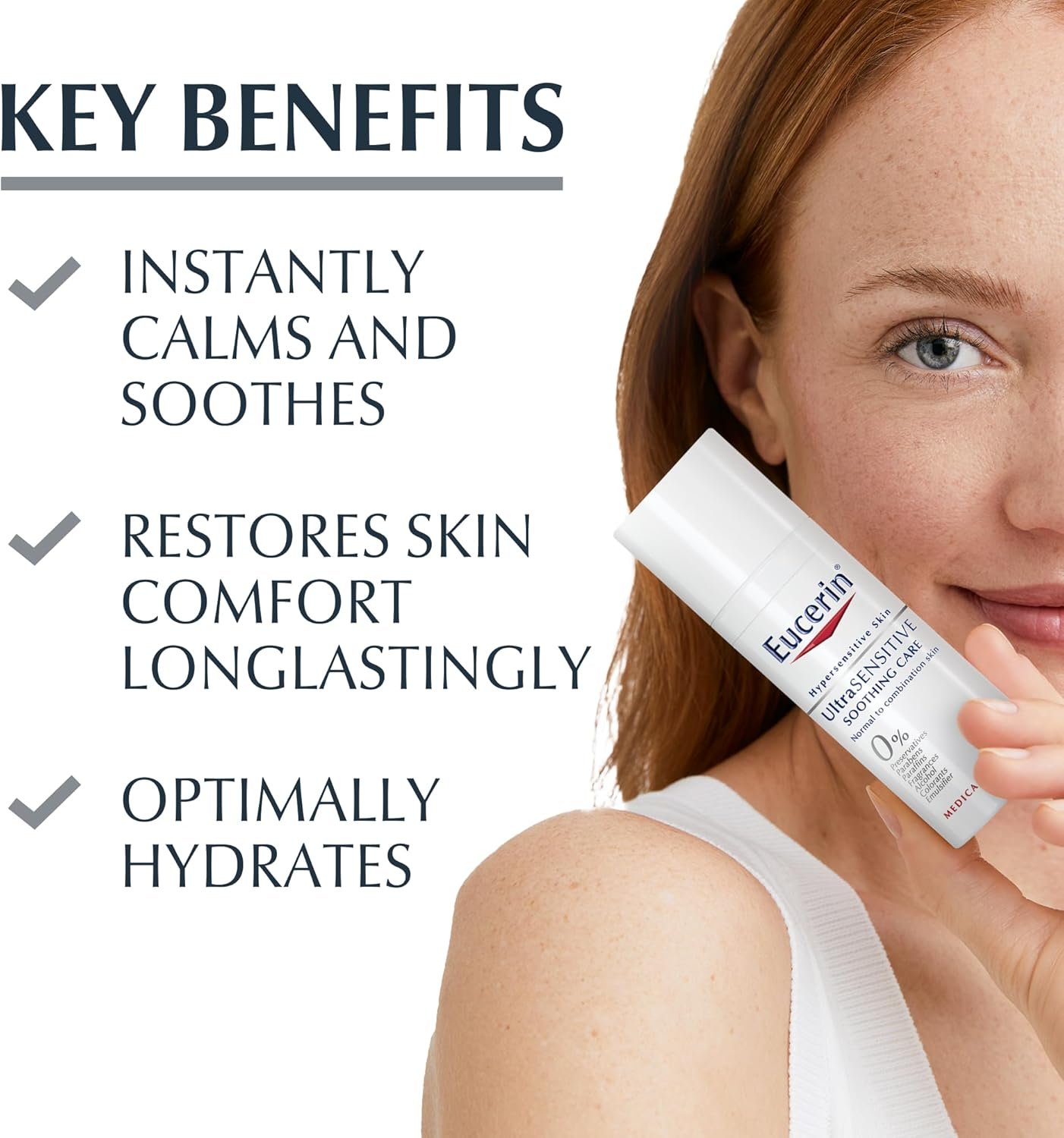 Eucerin UltraSensitive Soothing Care Day Cream (Normal to Combination Skin) 50ml, Face Cream for Sensitive and Hypersensitive Skin, Irritation Relief Face Moisturiser, Fragrance-Free - Image 2