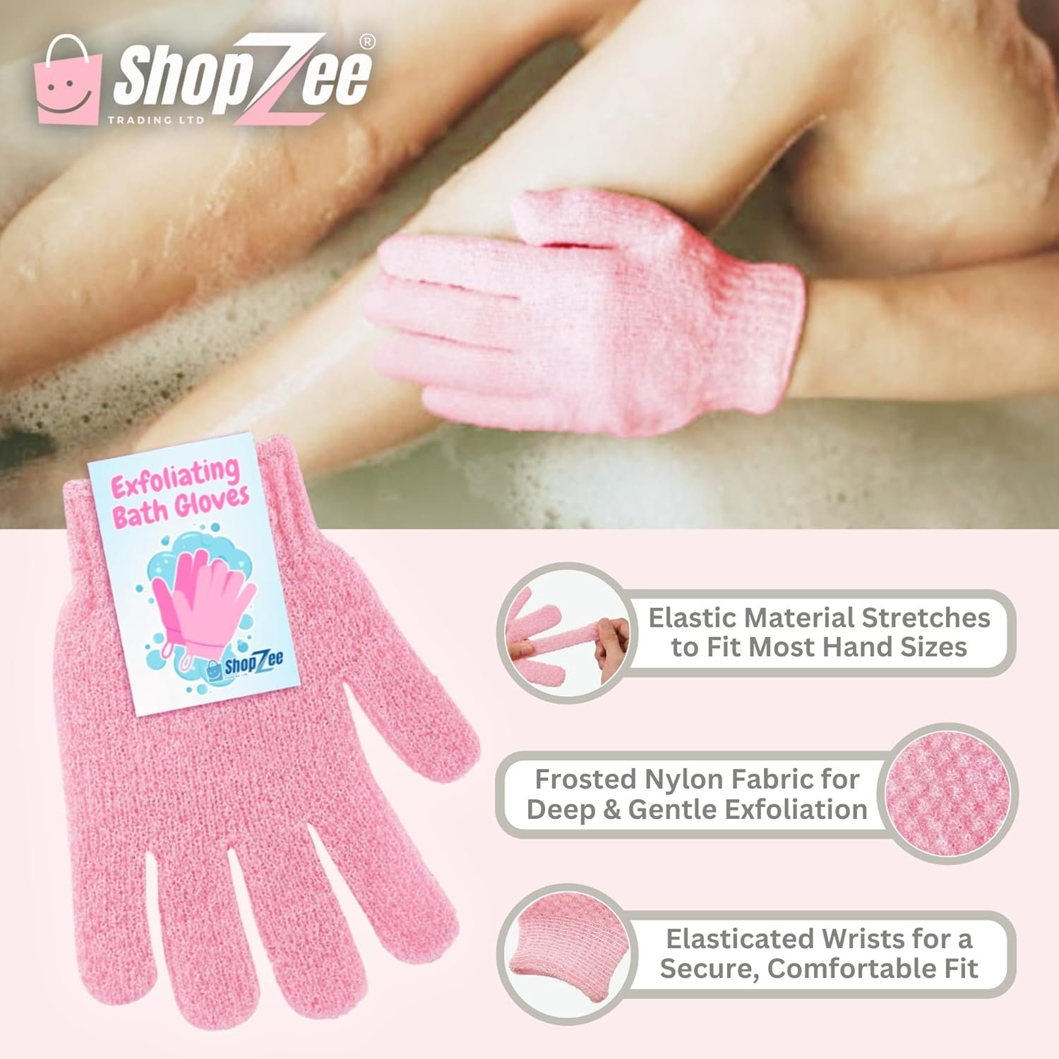 Dizzy Panda Complete Skincare Bundle with ShopZee Exfoliating Bath Gloves - Crystal Glow Cleanser 100ml, Brightening Toner 145ml, Peptide Face Cream 50ml, Soft Glow Gel Lotion 50ml (Skincare Set) - Image 7