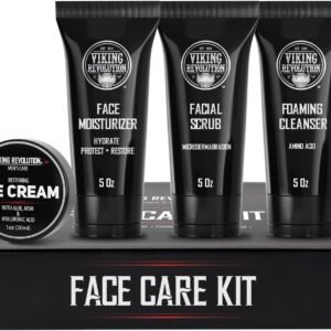 Viking Revolution - Mens Skincare Kit - Includes (148ml Each) Mens Face Moisturiser, Mens Face Wash, Mens Face Scrub and Mens Eye Cream (30ml) - Mens Skincare Gift Set - Gifts For Men