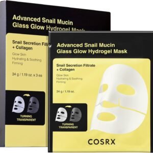 COSRX Advanced Snail Mucin Glass Glow Hydrogel Face Masks Skincare, Collagen Mask, Overnight Peel Off Korean Face Mask for Hydration Boost, Glass Skin Face Mask Korean Skincare, Pack of 3