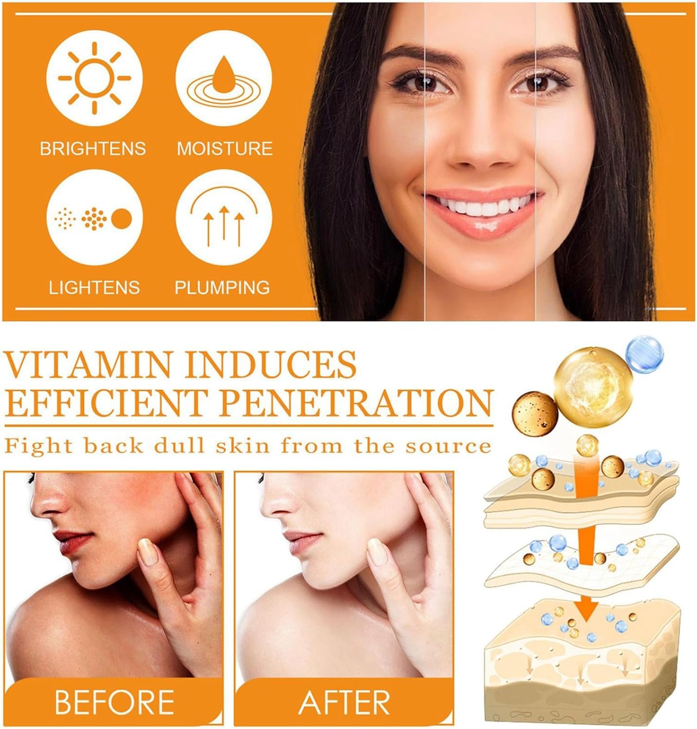 Skincare Gift Set for Her,Vitamin C Skin Care-With Hyaluronic Acid&Vitamin C,Skincare Routine,Cleanser, Face Serum, Cream,Toner, Eye Cream - Anti- Aging,Brightening (One Size, Vitamin C-SetC-5pcs) - Image 3