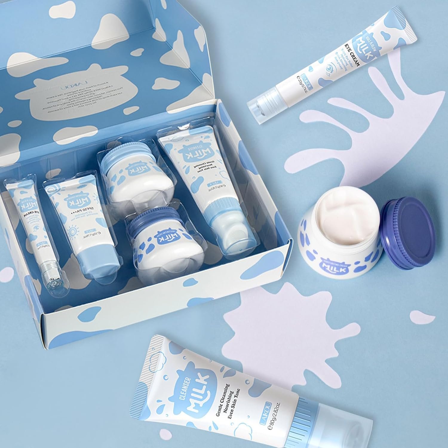 FEXPDL 5 Piece Milk Skin Care Sets & Kits Kids Skin Care Products Milk Protein Skincare Gifts For Teenage Girls, Skincare Set With Cleanser, Eye Cream, Moisturizer, Sunscreen, Brightening Cream - Image 2