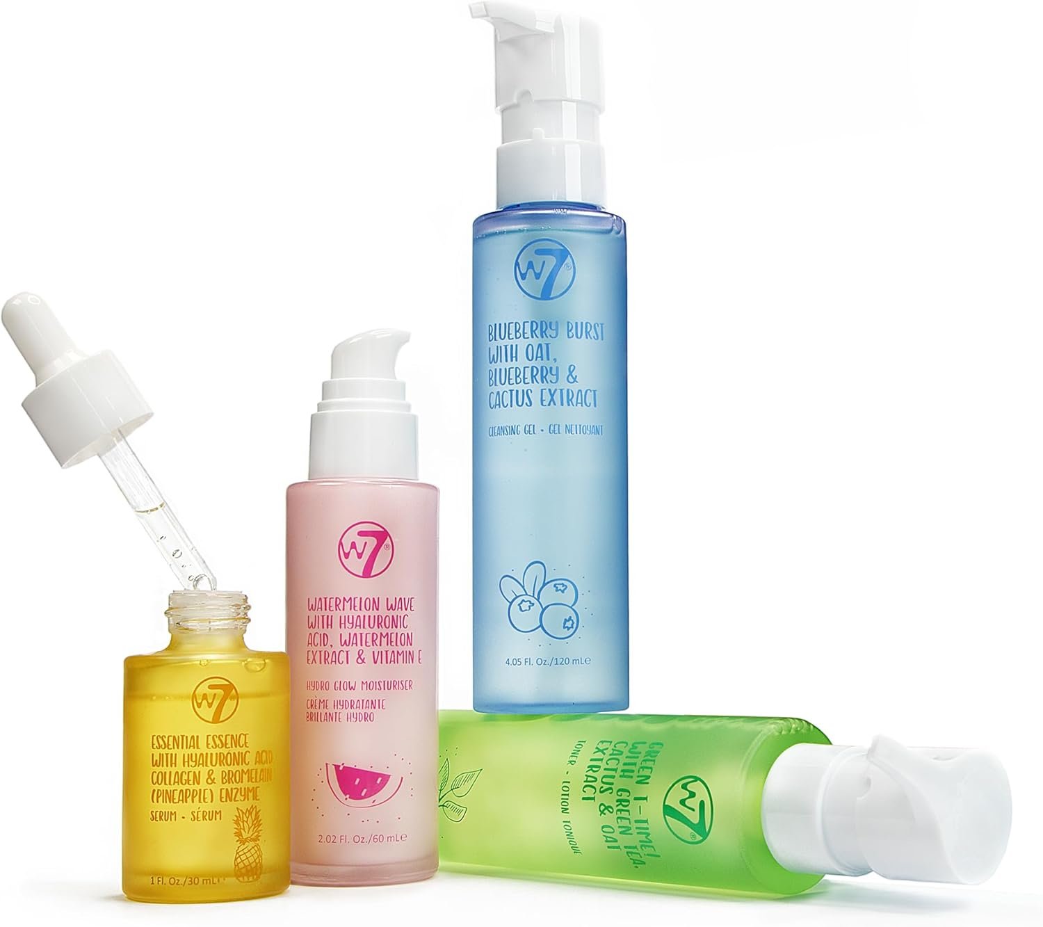 W7 Skin Refresh Skincare Set | Face Cleanser, Toner, Serum & Moisturiser | Hydrating & Glow Boosting Routine | Full Size, Long Lasting Products to Use at Home