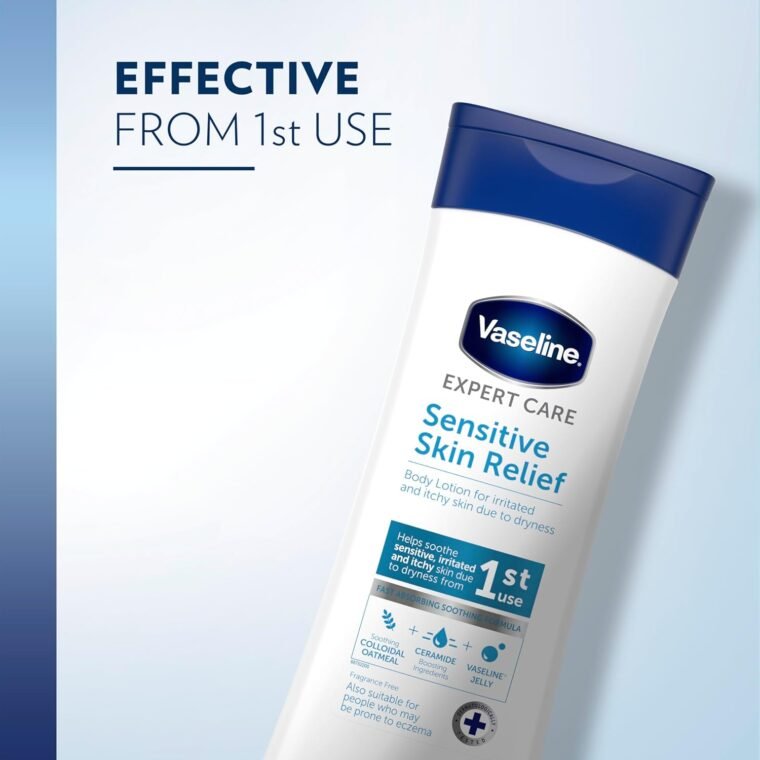 Vaseline Expert Care Sensitive Skin Relief Dermatologically Tested Moisturiser Body Lotion For Irritated and Itchy Skin Due to Dryness 400 ml - Image 3