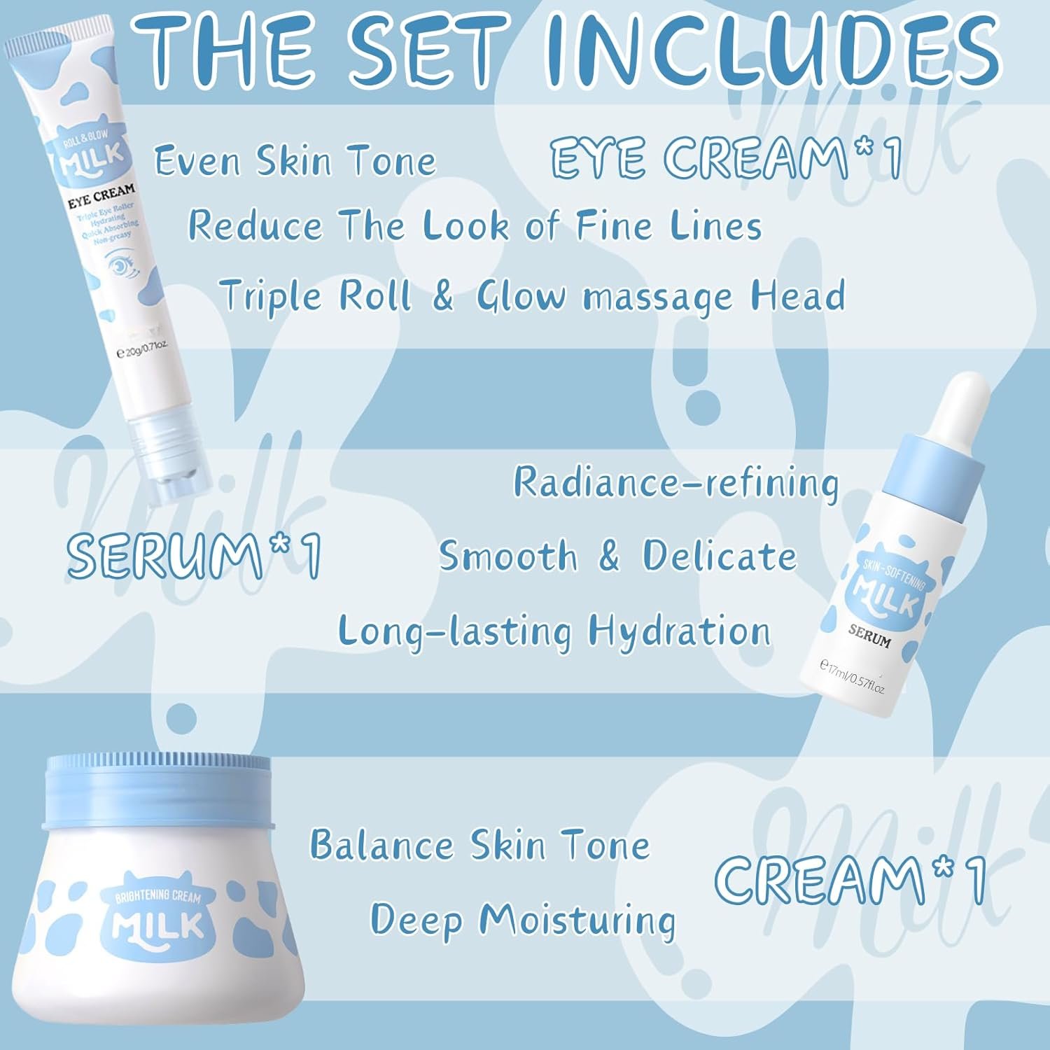 Milk Beauty Gift Sets for Teenage Girls - Milk Skin Care Sets & Kits - Facial Kits for Women with Cleanser,Serum,Cream,Eye Cream,Mask,Scrub,4pcs hair Accessories - Hydrating,Nourish (15pcs) - Image 4