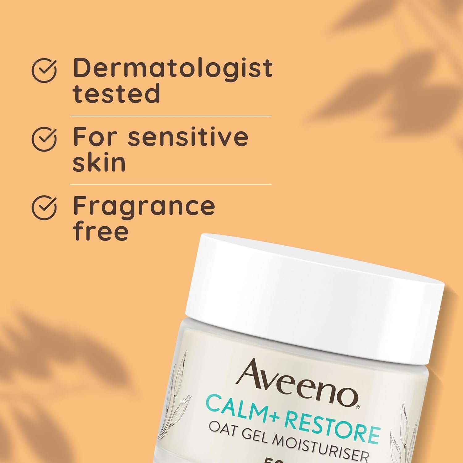 Aveeno Face Calm+Restore Oat Gel Moisturiser (1x 50ml), Face Moisturiser to Instantly Soothe and Replenish the Skin's Moisture Barrier, Intensely Nourishing Day Cream, Tested on Sensitive Skin - Image 2