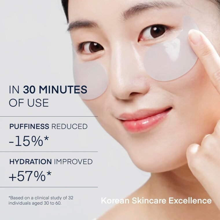 Korean Under Eye Gel Patches: Eye Masks for Puffy Eyes Dark Circles & Wrinkles with Caffeine Hyaluronic Acid & Niacinamide - Brightening Hydrating & Cooling Hydrogel Skincare Pads - 30 Pairs, Vegan - Image 2