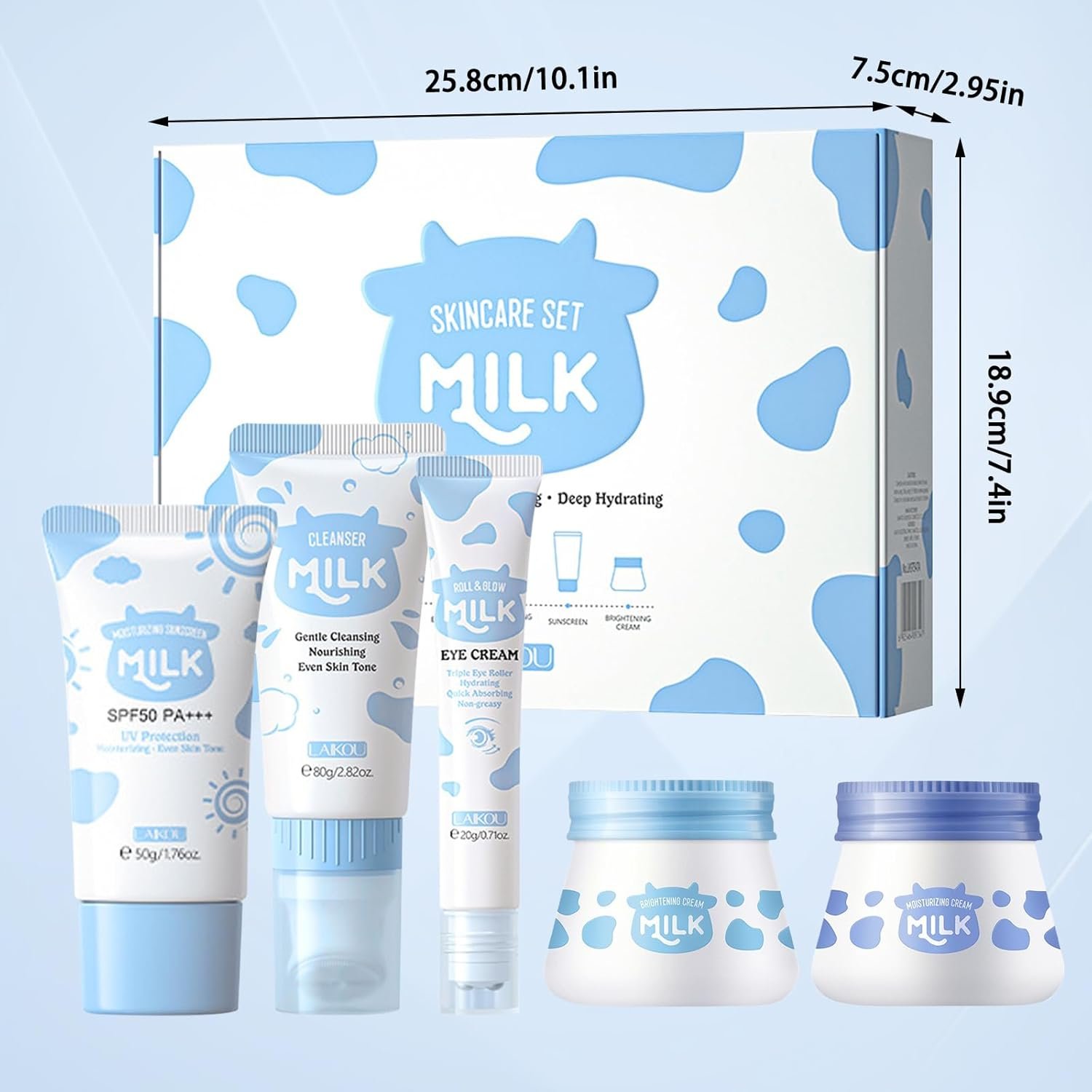 FEXPDL 5 Piece Milk Skin Care Sets & Kits Kids Skin Care Products Milk Protein Skincare Gifts For Teenage Girls, Skincare Set With Cleanser, Eye Cream, Moisturizer, Sunscreen, Brightening Cream - Image 5