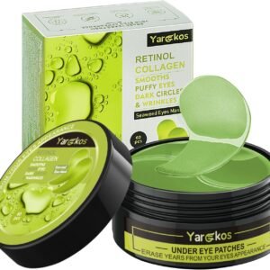 Green Gold Undereye Mask (60 Pcs), Collagen Hydrating Gel Pads, Reduce Puffiness, 30 Pairs Under Eye Patches for Dark Circles Puffy Eyes Treatment, Wrinkle, Women Men Beauty Personal Skin Care Product