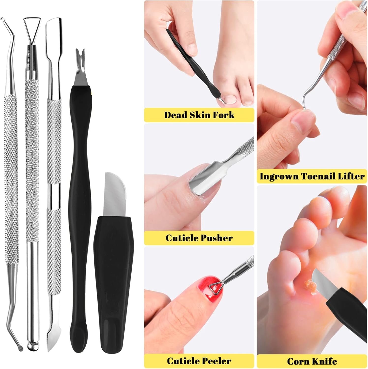 Foot File Pedicure Set, 30 in 1 Foot Files Foot Care Scrubber Kit Hard Skin Remover Feet Scrub for Women Men Salon or Home(Black) - Image 4