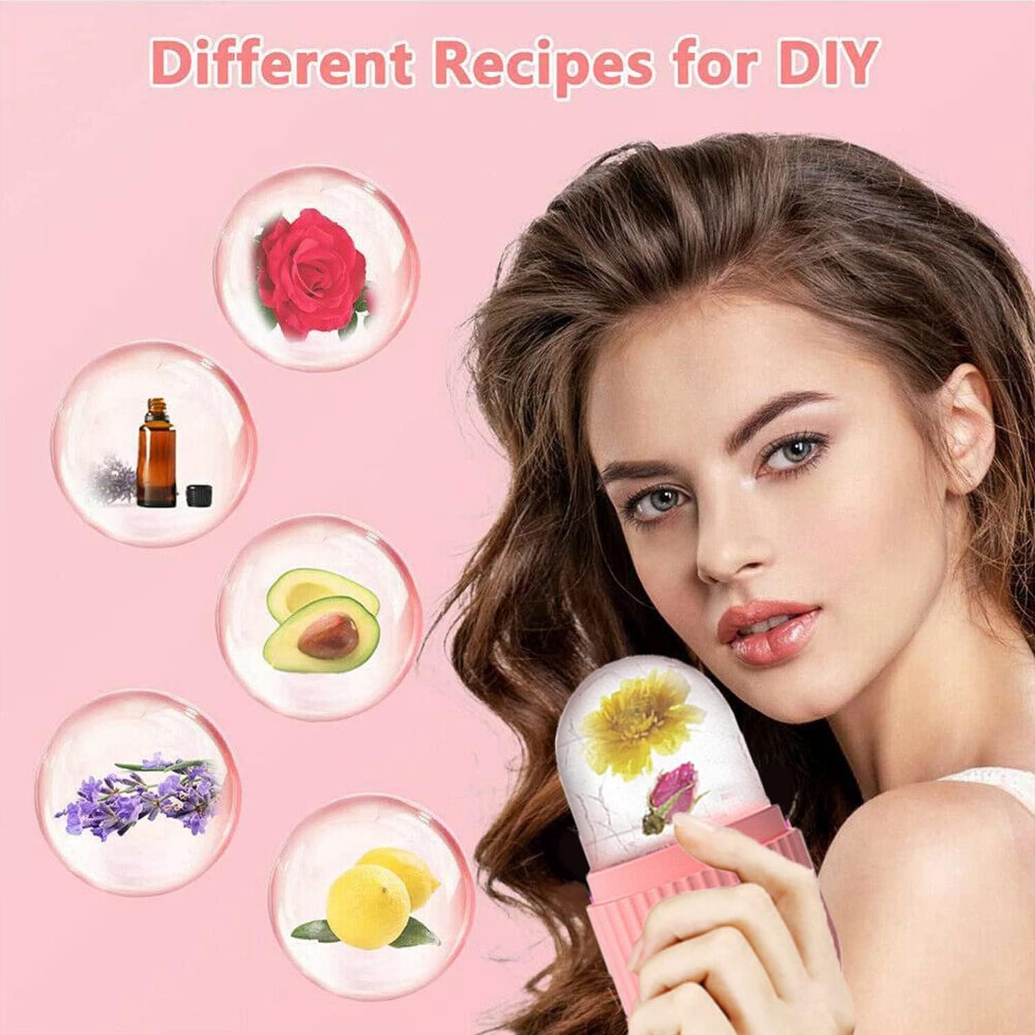 Ice Roller for Face and Eyes, Gua Sha Massage Face Roller Ice Mould, Reusable Facial Beauty Ice Roller Skin Care Tools for Brighten Skin, Eye Puffiness Treatment (Pink) - Image 3