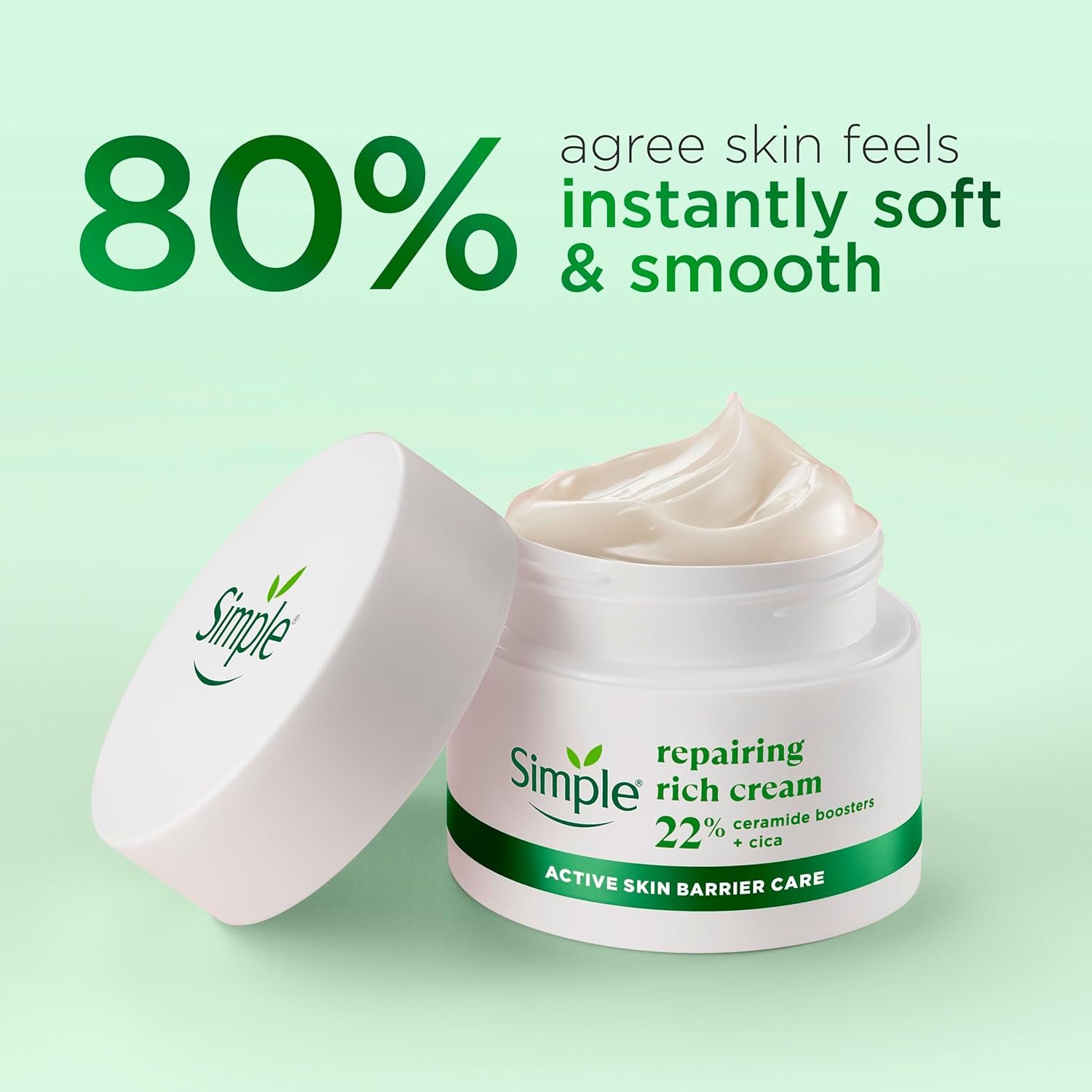 Simple Repairing Rich Face Cream facial moisturiser with 22% ceramide boosters, organic cica and provitamin B5 for a stronger skin barrier repairs and replenishes very dry, sensitive skin 50 ml - Image 3