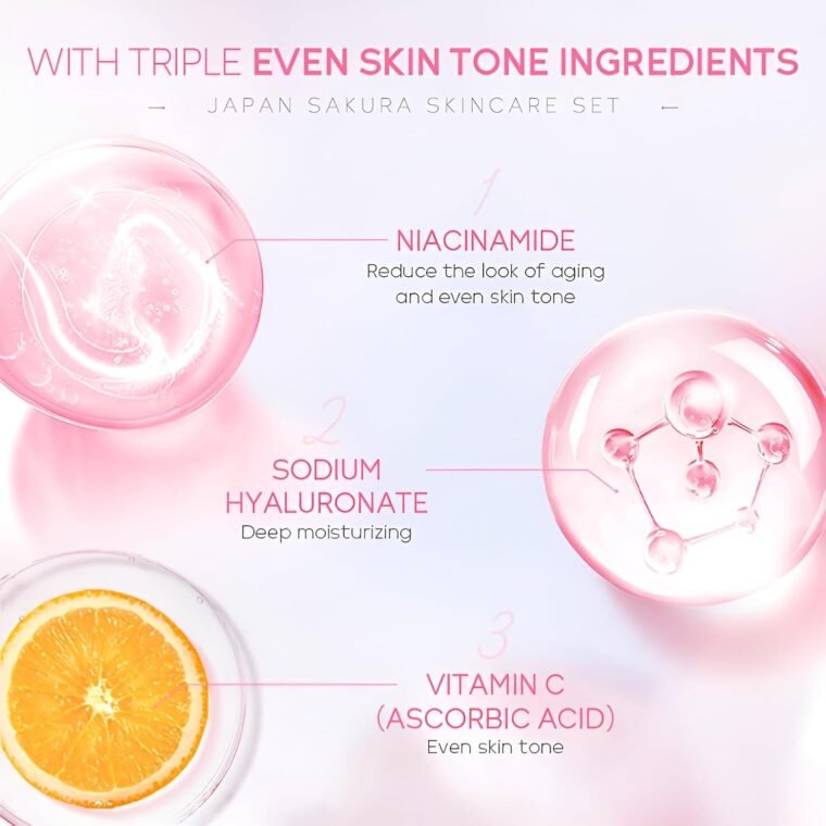 LAIKOU Skin Care for Teenage Girls, Sakura Skincare Set, Pamper Sets for Women Gifts, Facial Skin Care Sets & Kits - Toner,Cleanser,Face Serum,Cream,Sleep Mask,Eye Mask,Mud Mask,Lip Mask, 24PCS - Image 6