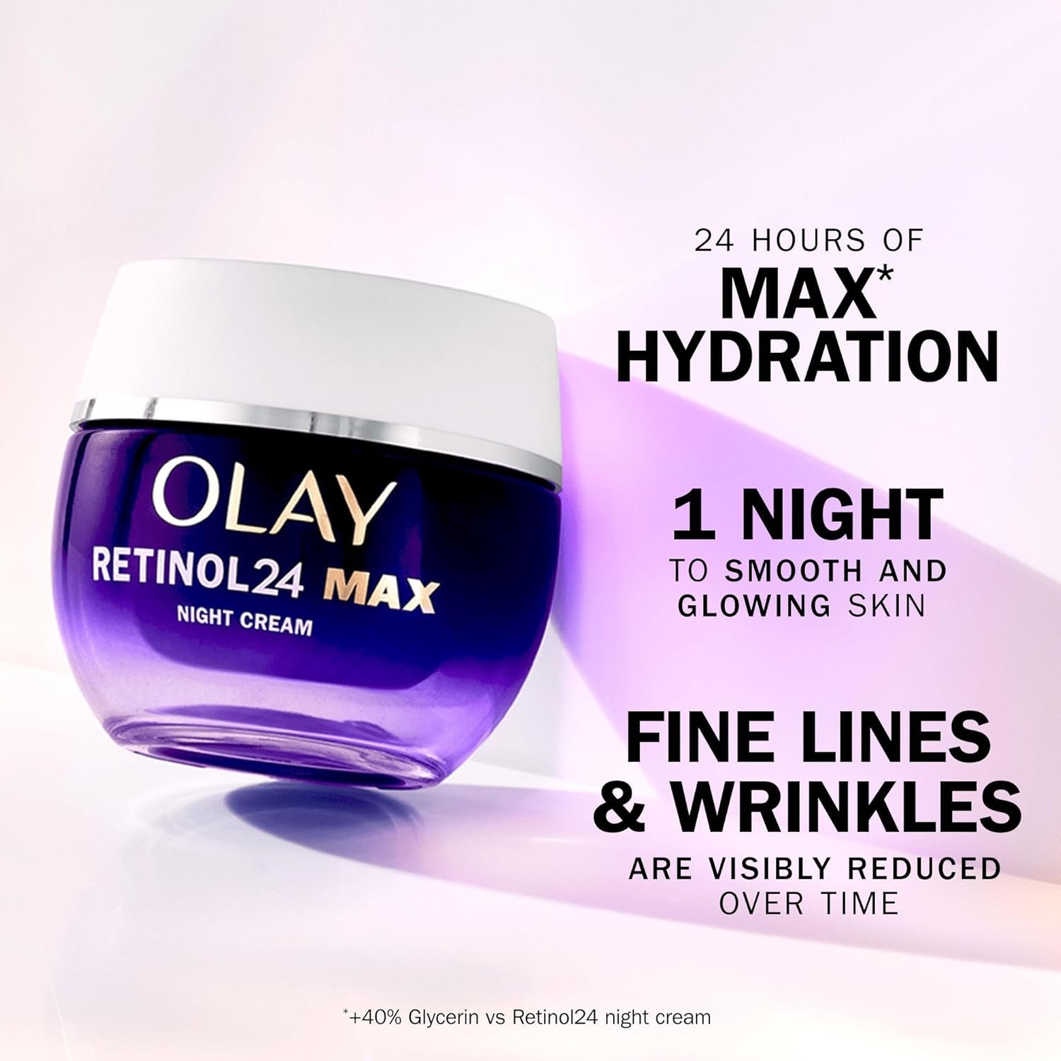 Olay Retinol 24 MAX Night Cream Face Moisturiser, Skincare with Antioxidant Vitamin E, 40% Glycerin Overnight Anti Aging Skin Care: Smooths, Renews and Hydrates, 50ml (vs Retinol24 Night Cream) - Image 3