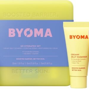 BYOMA So Hydrated Set - Barrier Repair Skincare Set (30ml, 15ml, 15ml) Creamy Jelly Cleanser, Hydrating Face Serum and Ceramide Face Moisturiser for Dry Skin - Anti Wrinkle, Alcohol Free, Vegan