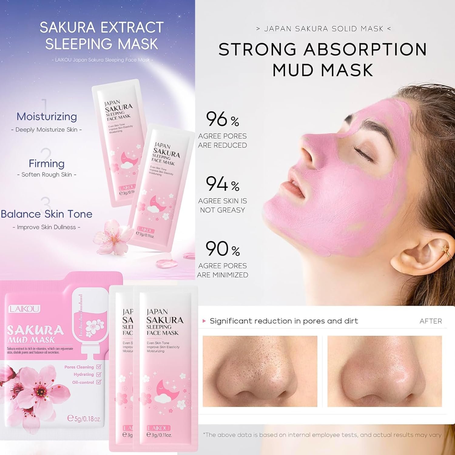 Sakura Skin Care Sets & Kits, Girls Pamper Set, Face Care Sets For Women, 20PCS Teenage Girls Gifts - Cleanser, Serum, Eye Cream, Face Cream, Hand Cream, Sleeping Mask, Mud Mask - Japanese Skincare - Image 3