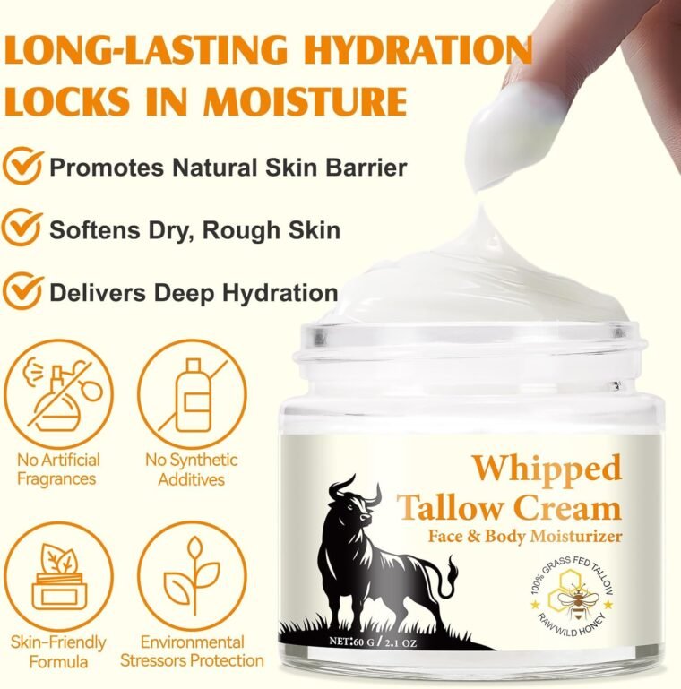 Beef Tallow Skin Care - Tallow and Honey Balm - 100% Grass-Fed Beef Tallow, Honey & Beeswax, Deep Hydration for Dry & Aging Skin, Natural Skin Barrier, Nourishing Moisturizer - Image 8