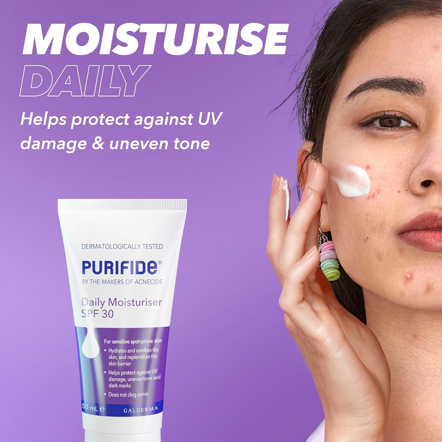 Purifide by Acnecide SPF 30 Daily Face Moisturiser for Acne Prone Skin & Blemish Control 50ml - Image 2