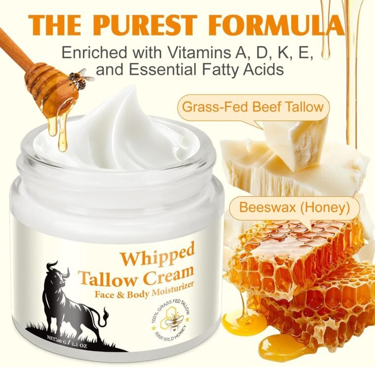 Beef Tallow Skin Care - Tallow and Honey Balm - 100% Grass-Fed Beef Tallow, Honey & Beeswax, Deep Hydration for Dry & Aging Skin, Natural Skin Barrier, Nourishing Moisturizer - Image 3