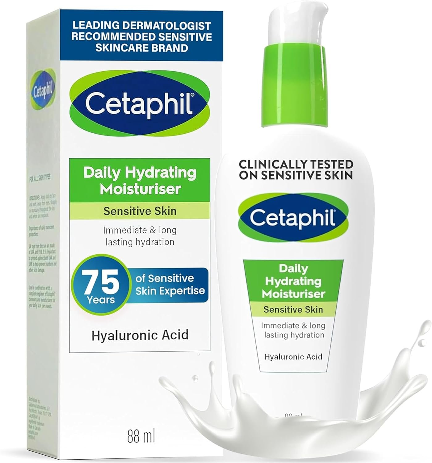 Cetaphil Daily Hydrating Face Moisturiser, 88ml, For Sensitive Skin, With Hyaluronic Acid