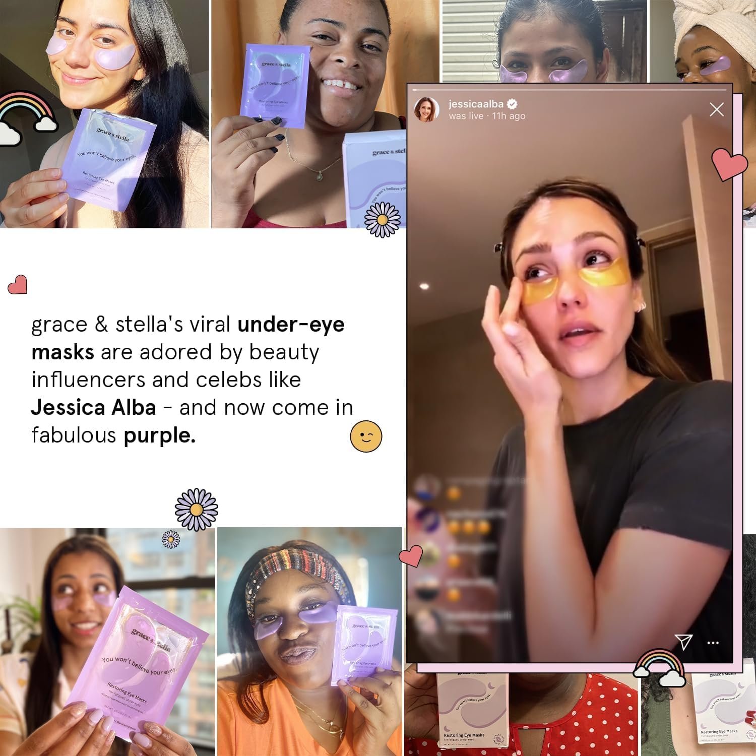 grace & stella Under Eye Gel Patches - Purple, 6 Pairs - Retinol Under Eye Patches - Gel Eye Masks for Puffy Eyes and Dark Circles - Dermatologist Tested Under Eye Masks - Vegan Eye Masks Skincare - Image 5