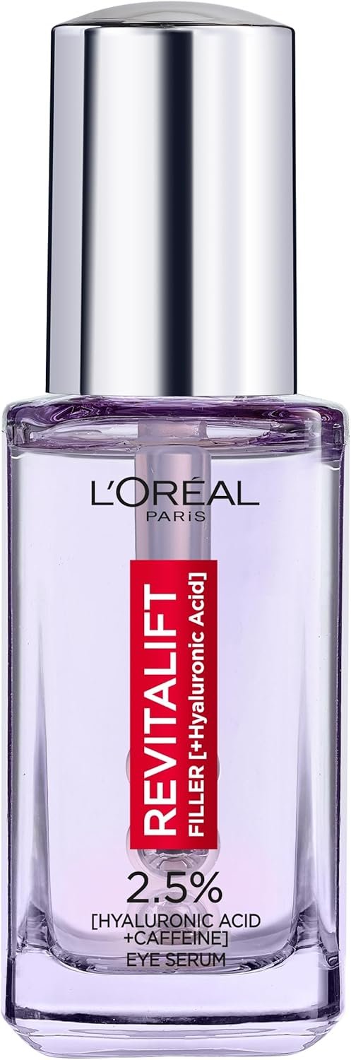 L'Oréal Paris 2.5% Hyaluronic Acid and Caffeine Eye Serum, Revitalift Filler, Replumps, Brightens And De-Puffs Eyes – 20ml - Image 2