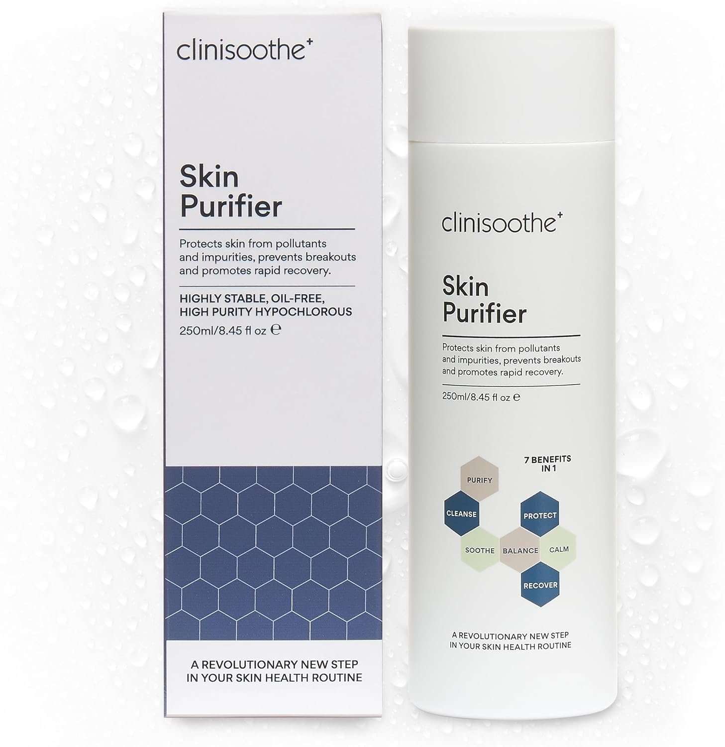 Clinisoothe+ Skin Purifier 250ml Pour Top - with Hypochlorous Technology to Protect The Skin from pollutants and impurities, Prevent breakouts and Promote Rapid Recovery