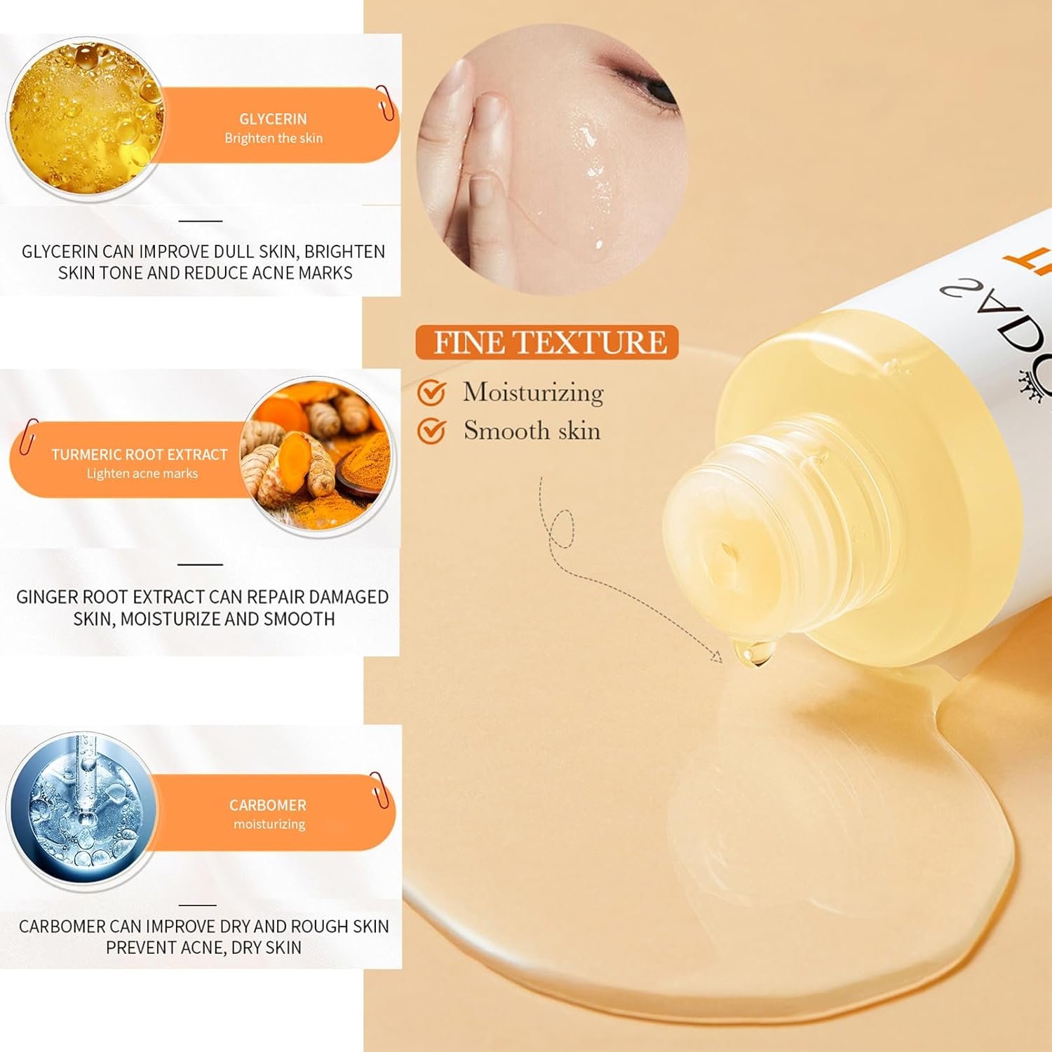 Skincare Set for Teenage Girls - Turmeric Skin Care Sets & kits - Gifts for Her - Pamper Skincare Set - Women Gift Sets with Face Soap-Face Serum-Face Cream-Toner-Mask*4 - Image 4