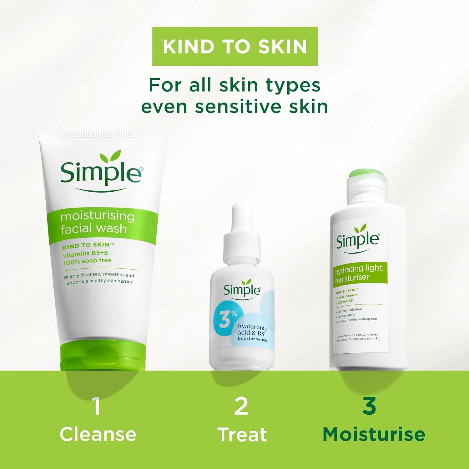 Simple Kind to Skin Hydrating Light Moisturiser Skin Care Product with Pro-Vitamins B5 and E for 12-Hour Moisturisation 125 ml - Image 5