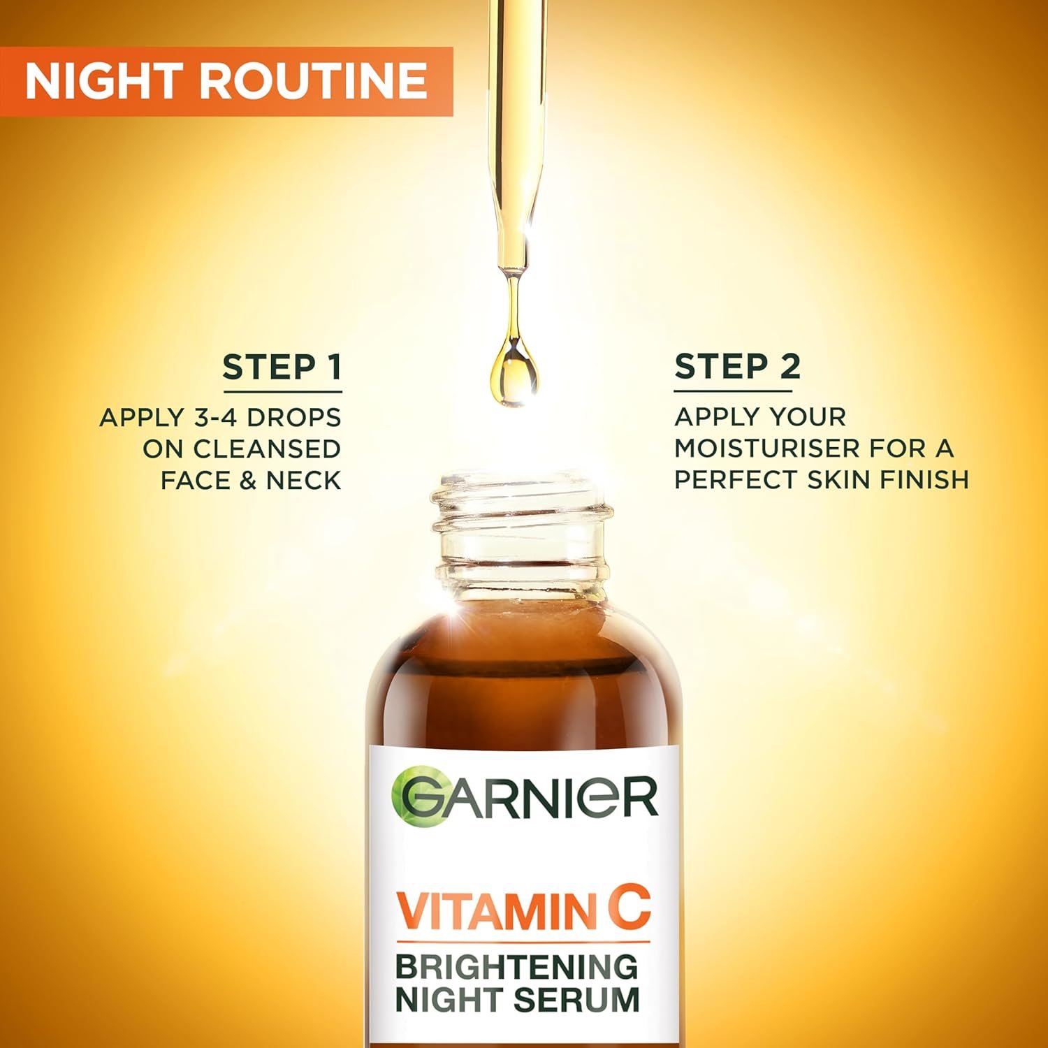 Garnier Targeted Anti Dark Spot Night Serum for Face, with 10% Pure Vitamin C & Hyaluronic Acid, Anti Pigmentation & Dullness, For All Skin Types, Approved by Cruelty Free International, Vegan, 30 ml - Image 6